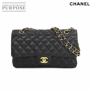 新品同様 シャネル CHANEL マトラッセ 25 チェーン ショルダー バッグ キャビアスキン ブラック A01112 ゴールド 金具 90219044