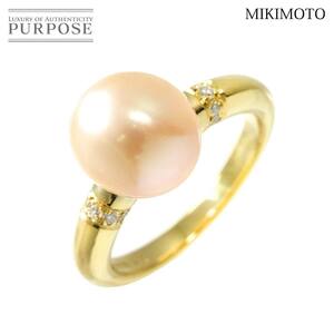 ミキモト MIKIMOTO 11号 リング 淡水真珠 10.4mm ダイヤ K18 YG イエローゴールド 750 パール 指輪 Ring 90208600