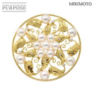 ミキモト MIKIMOTO アコヤ真珠 5.8-5.2mm ダイヤ ブローチ K18 YG イエローゴールド 750 パール Akoya Pearl Brooch 90212493