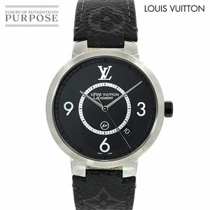  Louis Vuitton LOUIS VUITTON язык b-ru тонкий flash GM монограмма Eclipse Q1DM10 мужские наручные часы черный циферблат 90222725