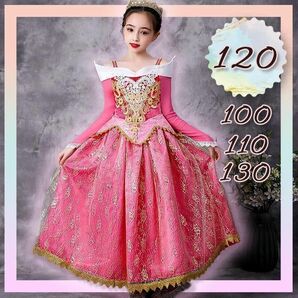 オーロラ姫風　ドレス　120　プリンセス　コスプレ 子供 プレゼント　プリンセスドレス　女の子　5歳6歳