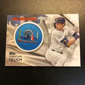 Christian Yelich 2022 Topps Series 1 #CFP-CY Milwaukee Pride City Flag Patch Card Brewers