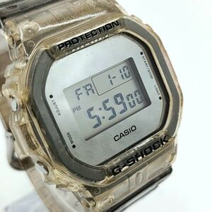 【稼動○】CASIO カシオ クォーツ 腕時計 デジタル文字盤 シルバー スケルトン オクタゴン メンズ DW-5600SK