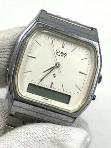【電池切れ/プッシュボタンジャンク×1】CASIO カシオ クォーツ 腕時計 白文字盤 アナデジ デジアナ オクタゴン ボーイズサイズ AQ-340