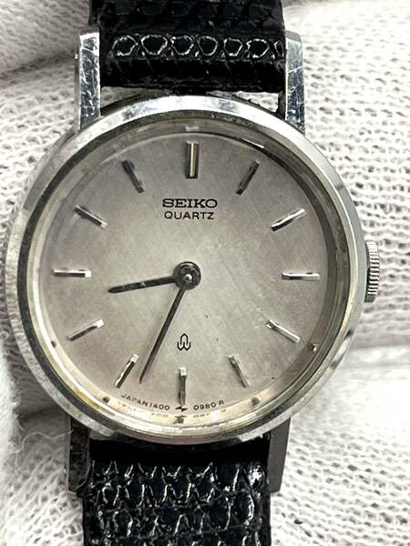 【電池切れ/ベルトジャンク】SEIKO セイコー クォーツ 腕時計 シルバー文字盤 ラウンド レディース 1400-0280