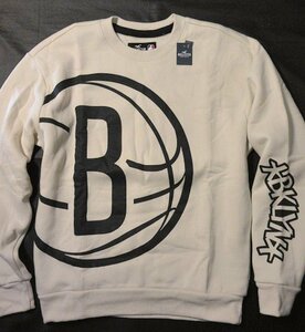  genuine article regular * Hollister * sweatshirt Crew sweat BROOKLYN NETS NBA#S# ivory # new goods # lining nappy /0042-178