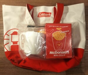 新品未使用 マクドナルド 福袋 2021 コールマン Coleman ポテトクロック トートバッグ コップ ポーチ