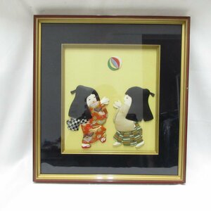 [1 jpy ~] cloth pasting . child . work of art square fancy cardboard ornament decoration display Japanese picture interior USED /2401D