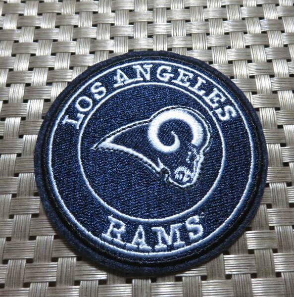 円型■紺白◆新品NFLロサンゼルス・ラムズLosAngelesRams刺繍ワッペン ◆アメリカ　スポーツ◎アメフト　アメリカンフットボール■激シブ