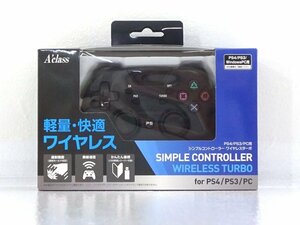 ★未開封★アクラス PS4/PS3/PC用 シンプルコントローラー ワイヤレスターボ★【GM643】