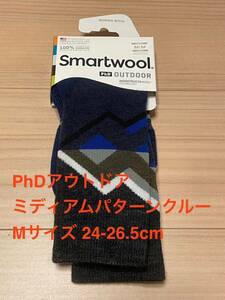 スマートウール Smartwool PhDアウトドアミディアムパターンクルー Mサイズ 24-26.5cm ディープネイビー