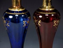 MURANO ムラーノ ベネチアングラス フラワーベース 2点 花瓶 ムラノ イタリア 金彩 24K ハンドメイド ガラス 737_画像6