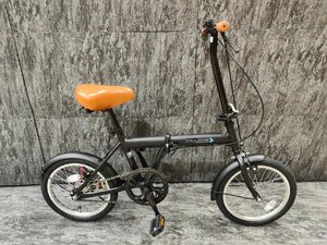 【ほぼ未使用アウトレット品】【撮影車】ワイヤー錠付属　16インチ折り畳み自転車　シングルギア　マットブラック【SK05443】