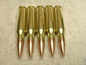 ○米軍・7.62mmダミーカート5個（安全加工済み）キズ.ヘコミ有