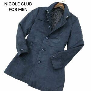 NICOLE CLUB FOR MEN ニコルクラブ フォーメン シンサレート 中綿★ Fスウェード ナポレオンカラー コート Sz.46　メンズ 紺　A3T15080_C#N