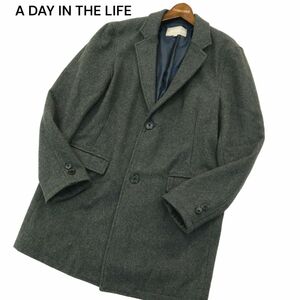 A DAY IN THE LIFE ユナイテッドアローズ 秋冬 メルトン ウール★ チェスター コート Sz.L　メンズ グレー　A3T15423_C#N