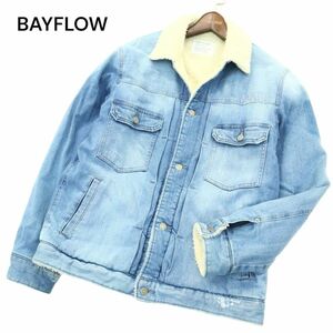 BAYFLOW ベイフロー 秋冬 USED加工★ 裏ボア 中綿 デニム ランチ ジャケット Gジャン Sz.4　メンズ　A3T15422_C#N