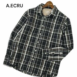 A.ECRU ABAHOUSE アバハウス 通年 長袖 チェック★ シャツ Sz.46　メンズ 黒　A4T00076_1#C