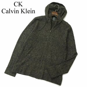 CK Calvin Klein カルバンクライン ウール混★ フーディー ジップアップ ニット パーカー Sz.XL　メンズ 大きいサイズ　A4T00099_1#N