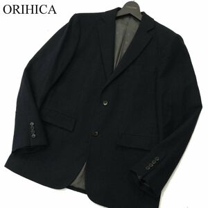 ORIHICA オリヒカ 秋冬 総裏 カシミヤ混★ ウール チェック 段返り テーラード ジャケット Sz.LL　メンズ 紺 大きいサイズ　A4T00123_1#N