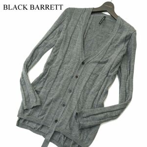 BLACK BARRETT ブラックバレット ニールバレット 秋冬 ウール100%★ デザイン ニット カーディガン Sz.3　メンズ グレー　A4T00137_1#K