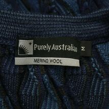 オーストラリア製★ PURELY AUSTRALIAN メリノ ウール 3D 立体 デザイン ニット セーター Sz.M　メンズ 紺　A4T00067_1#K_画像5