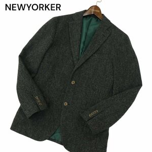 NEWYORKER ニューヨーカー 秋冬 総裏★ ツイード テーラード ジャケット ブレザー Sz.M位　メンズ グレー　A4T00187_1#N