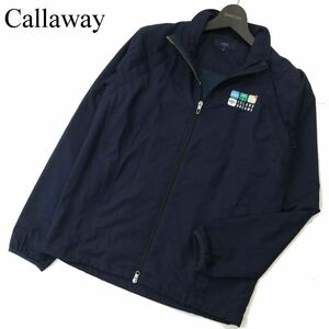 Callaway キャロウェイ 通年 2way★ ストライプ ブルゾン ジャケット ウインドブレーカー Sz.M　メンズ ネイビー ゴルフ　A4T00412_1#O