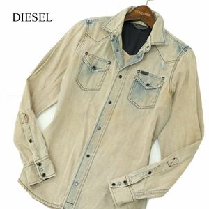 DIESEL ディーゼル 【NEW-SONORA 0608Z】 ブリーチ加工★ 長袖 ウエスタン デニム シャツ Sz.XS　メンズ　A4T00271_1#C