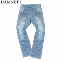 HAMNETT キャサリン ハムネット 膝立体 USED加工★ ストレッチ スリム ブッシュ デニム パンツ ジーンズ Sz.S　メンズ　A4B00149_1#R_画像1