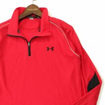 UNDER ARMOUR アンダーアーマー 通年 ハーフジップ★ ストレッチ 長袖 切替 ポロシャツ Sz.MD　メンズ ゴルフ　A4T00431_1#F_画像2