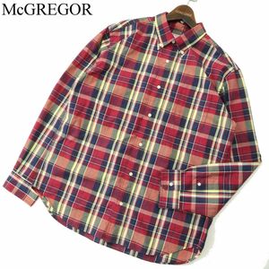 McGREGOR マクレガー Wine Label★ 通年 長袖 ボタンダウン マドラス チェック シャツ Sz.L　メンズ　A4T00587_1#C