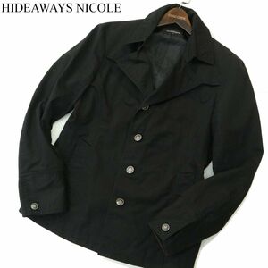 HIDEAWAYS NICOLE ハイダウェイ ニコル 通年 刻印 銀ボタン★ スリム シングル ジャケット Sz.48　メンズ 黒　A4T00570_1#O