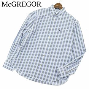 McGREGOR マクレガー 通年 PERUVIAN PIMA COTTON ピマコットン★ ロゴ刺繍 長袖 ストライプ シャツ Sz.M　メンズ　A4T00612_1#C