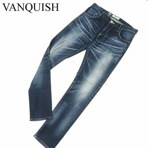 VANQUISH ヴァンキッシュ 通年 USED加工★ ストレッチ スキニー デニム パンツ ジーンズ Sz.34　メンズ 日本製　A4B00320_1#R