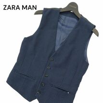 ZARA MAN ザラ マン 通年 切替★ ベスト ジレ Sz.M　メンズ ネイビー　A4T00515_1#O_画像1