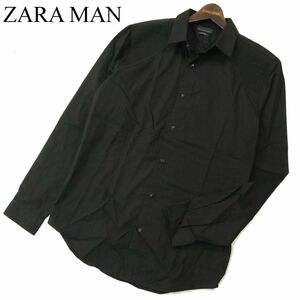 ZARA MAN ザラ マン SLIM FIT タックプリーツ切替★ 長袖 シャツ Sz.L　メンズ 黒　A4T00590_1#C