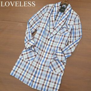 LOVELESS Loveless through year * shawl color long check gown cardigan feather weave shop coat Sz.M men's A4T00633_1#C
