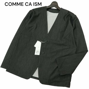 【新品 23SS】 COMME CA ISM コムサイズム 通年 ウォッシャブル デニムライク ジャージ ノーカラー ジャケット Sz.M　メンズ　A4T00655_1#O