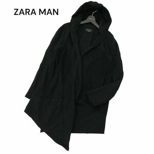 ZARA MAN ザラ マン 通年 スウェット★ フーディー カーディガン 羽織り ガウン Sz.M　メンズ 黒　A4T00653_1#O