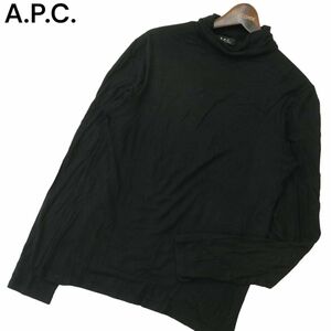 フランス製★ A.P.C. アーペーセー タートルネック レーヨン カットソー ロンTシャツ Sz.2　メンズ 黒　A4T00667_1#F