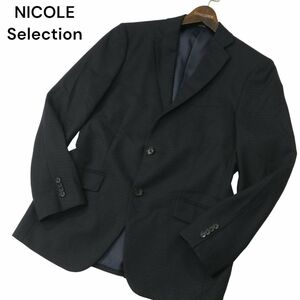 NICOLE Selection ニコル セレクション 通年 総裏★ チェック 2B アンコン テーラード ジャケット Sz.46　メンズ ネイビー　A4T00741_1#O