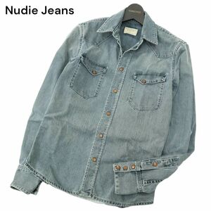 Nudie Jeans ヌーディージーンズ 通年 USED加工★ 長袖 ウエスタン デニム シャツ Sz.XS　メンズ　A4T00725_1#C