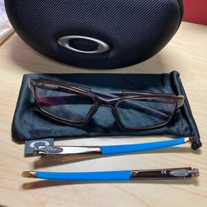 オークリー　OAKLEY 伊達メガネ　眼鏡　ケース付き　替えテンプル　スケルトン　ブラウン　ブランド　OX8041-1656 Polished Bark 