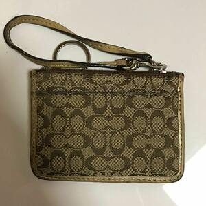 COACH パスケース　定期入れ　小物入れ コインケース コーチ　シグネチャー　ブラウン　中古　レディース