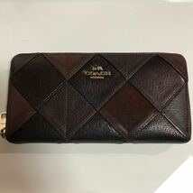 COACH ラウンドファスナー長財布 レザー　コーチ　美品　ブラック ブラウン　レディース　メンズ_画像2