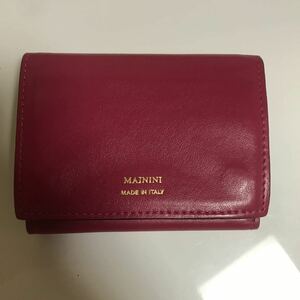 MAININI コンパクトウォレット　三つ折り財布　マイニーニ　赤　ピンク　レザー　レディース　ブランド