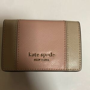 Kate spade ケイトスペード 三つ折り 財布 レザー ピンク　ベージュ　レディース　ブランド