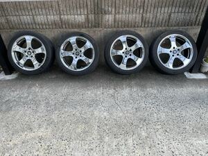 ホイール WORK LS305 メッキ　4本　18インチ　7.5J +55 114.3 5穴　215/45r18 ハイフライ　225/45r18 コンチネンタル