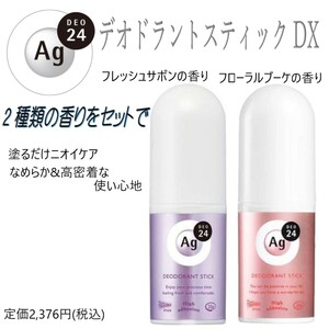 塗るだけニオイケア2種セット【エージーデオ24 デオドラントスティックDX】 香り2種類 / 送料350円